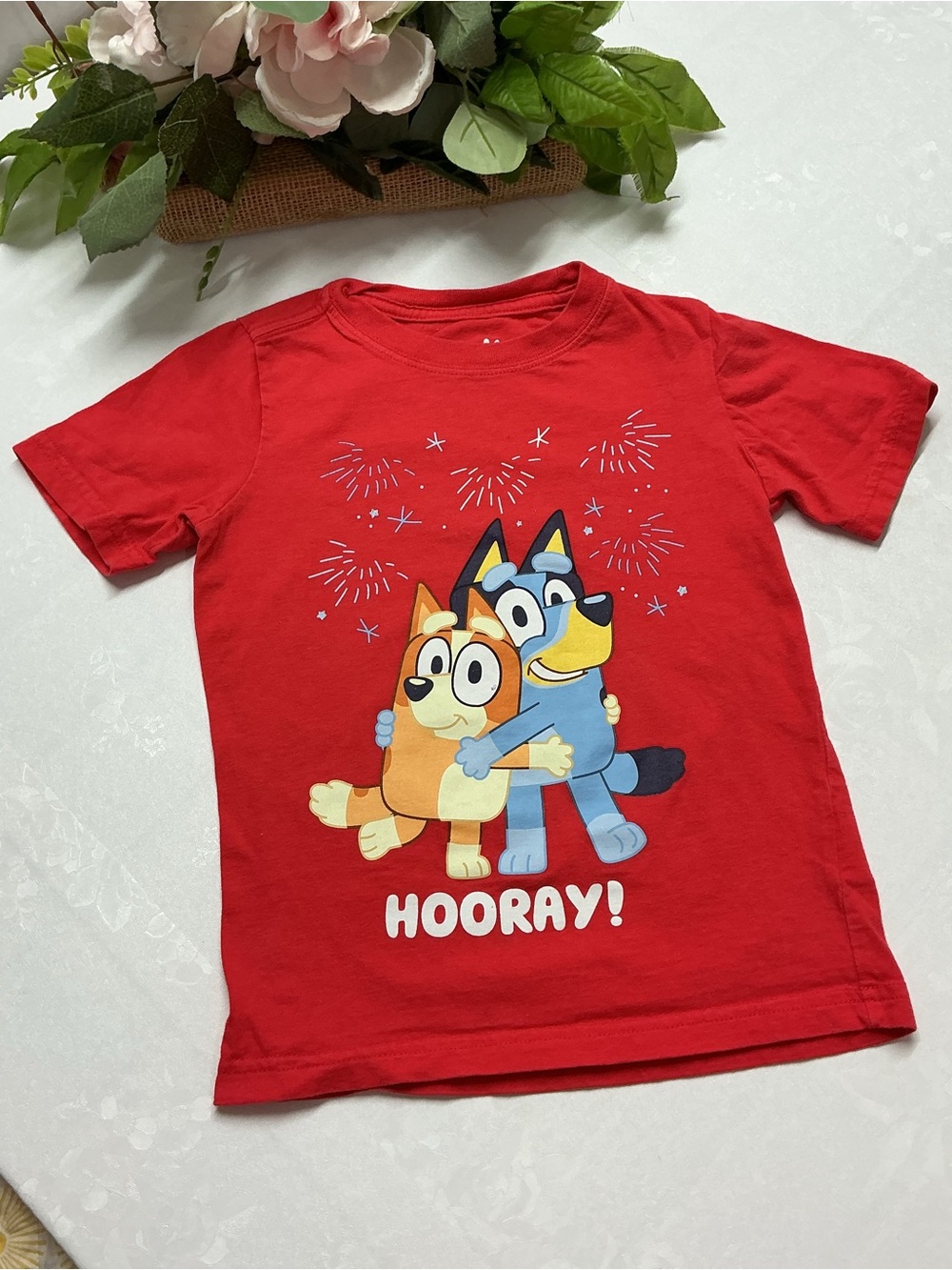 Lucy Red 'Hooray!' Bluey Characters Graphic Tee